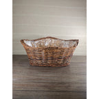 Vintage Wicker Basket with Plastic Liner – Rustic Storage Planter Basket