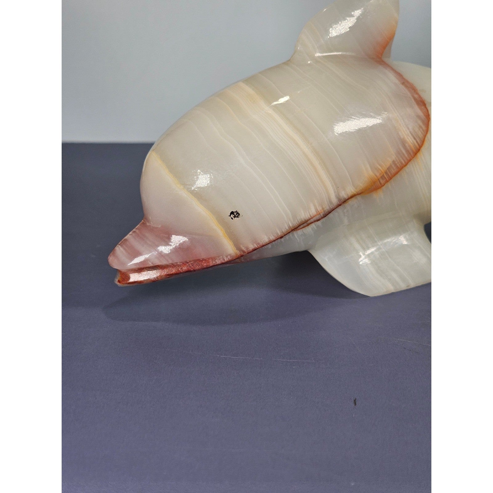 Hand Carved Onyx Dolphin Figurine Natural Stone Dolphin Statue Ocean Decor