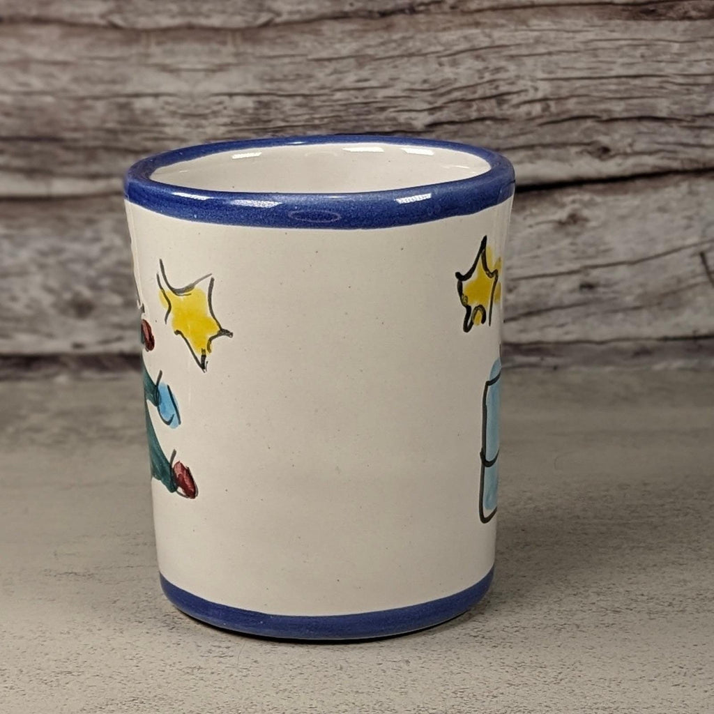 Vintage Vietri Natale Blue Trim Christmas Tree Ceramic Cup