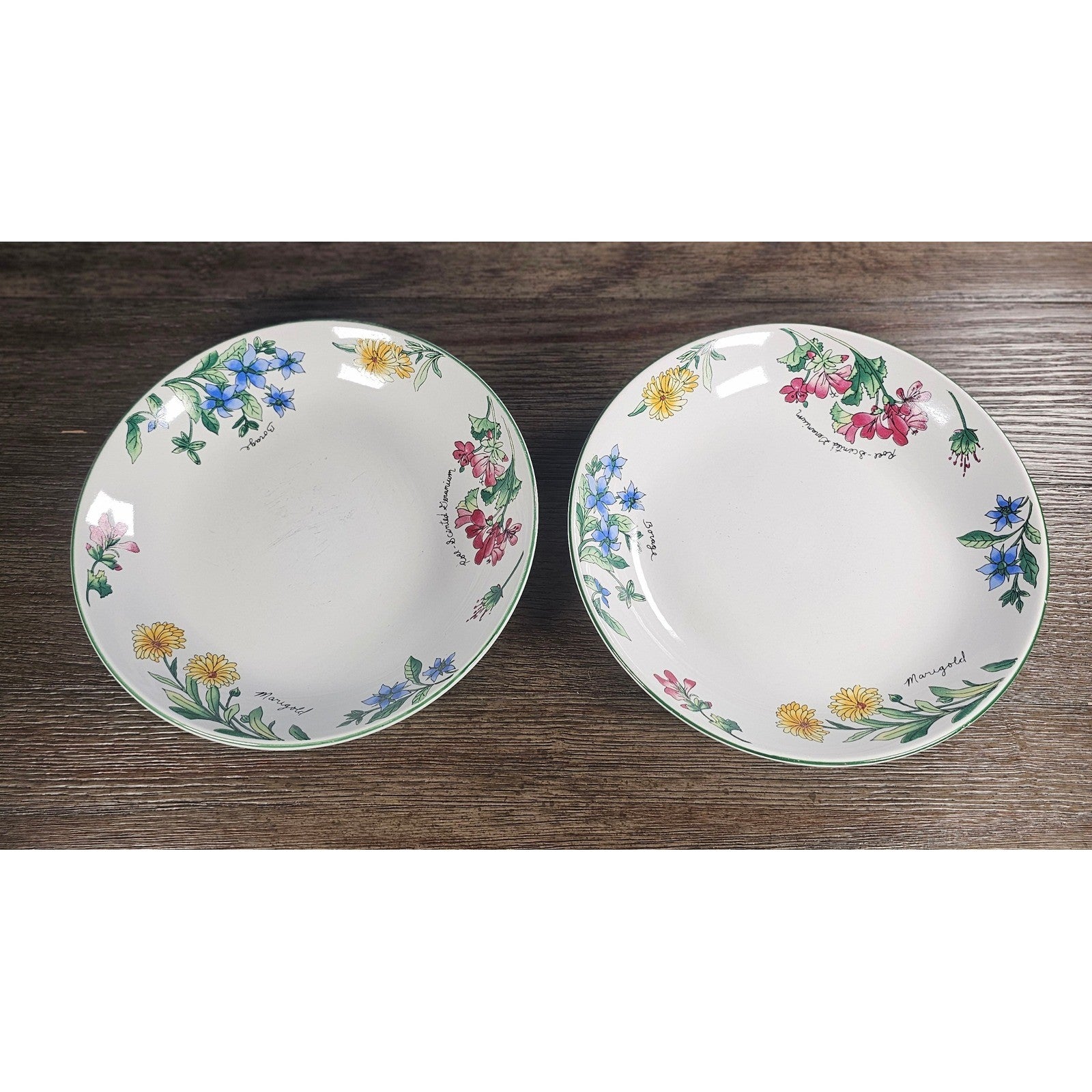 Vintage Majesticware Geranium Floral Bowls Set of 2 Sue Zipkin 8 Inch