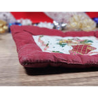 Handmade Quilted Bear Ornament Stocking Burgundy Christmas Decor