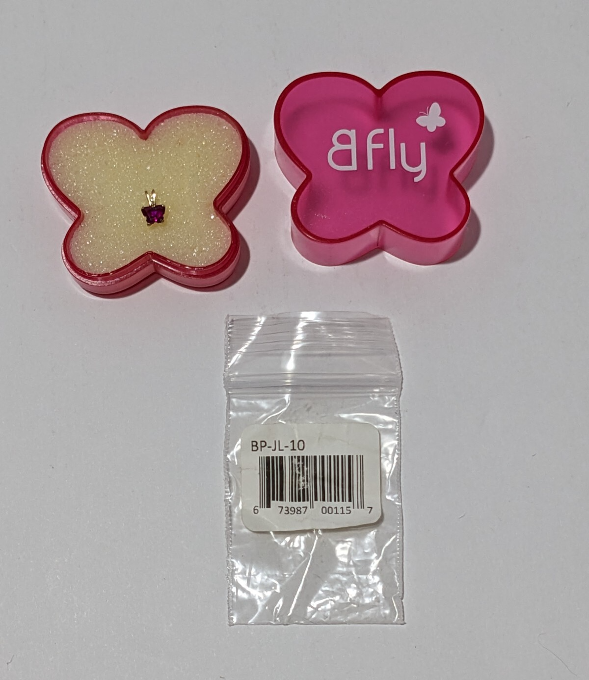 Bfly 10k Gold Fuchsia Stone Butterfly Pendant with Case