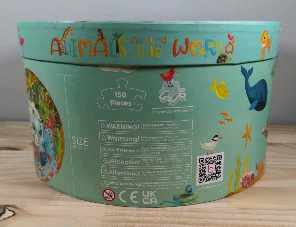 New Boppi 150 pcs "Animals Around The World" Jigsaw Kids Puzzle by Laura Watson