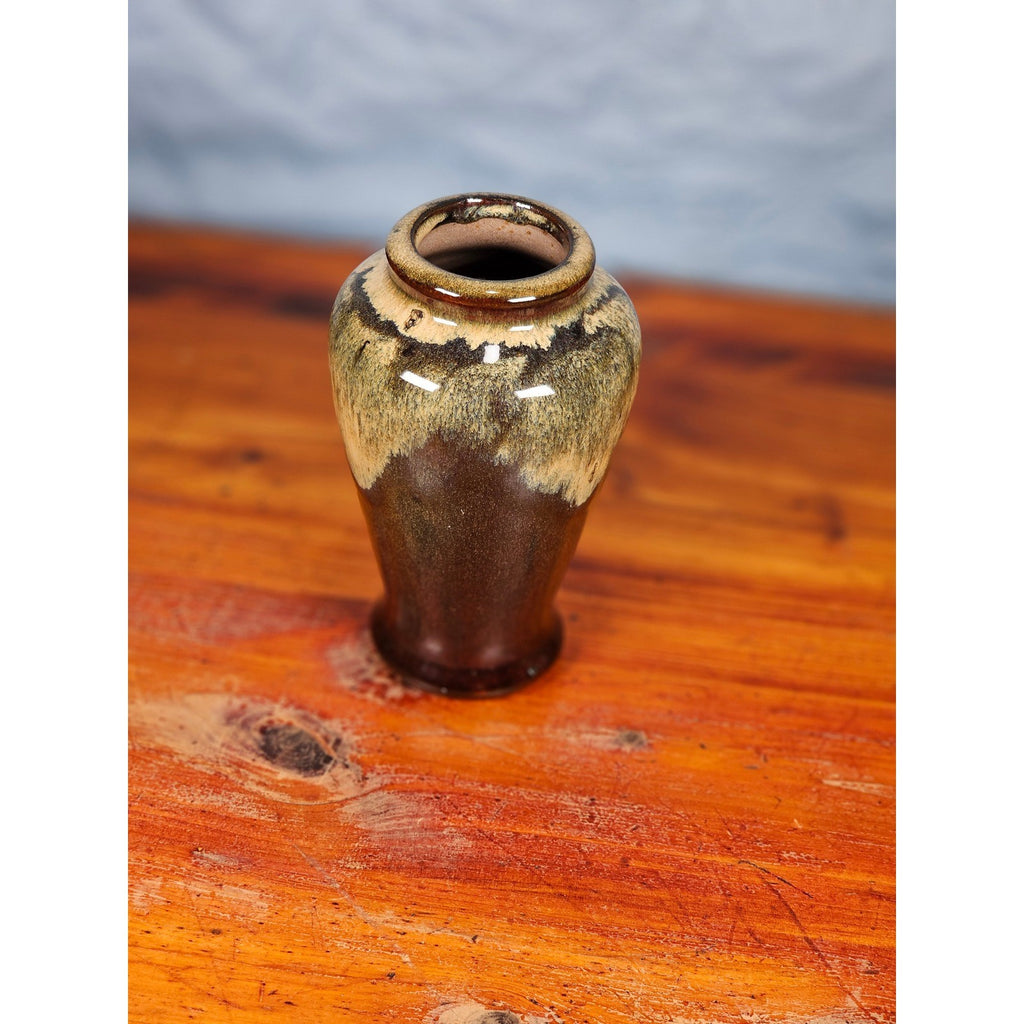 Small Drip Glaze Ceramic Vase Earth Tones Decorative Accent Piece