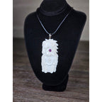 Carved Buffalo Bone Pendant Woman & Horse Motif 3x1 Inch Statement Necklace