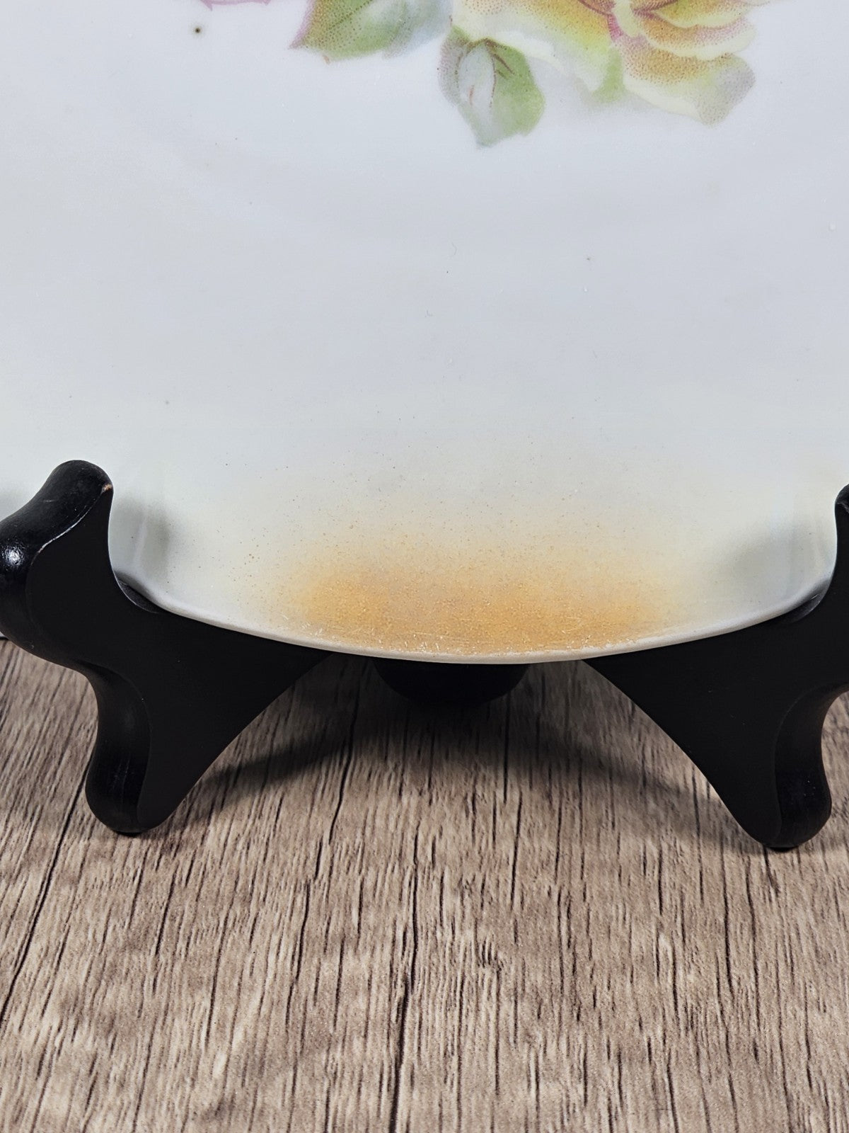 Antique Leuchtenburg Germany Lusterware Tray Roses & Gold Trim 9.5"