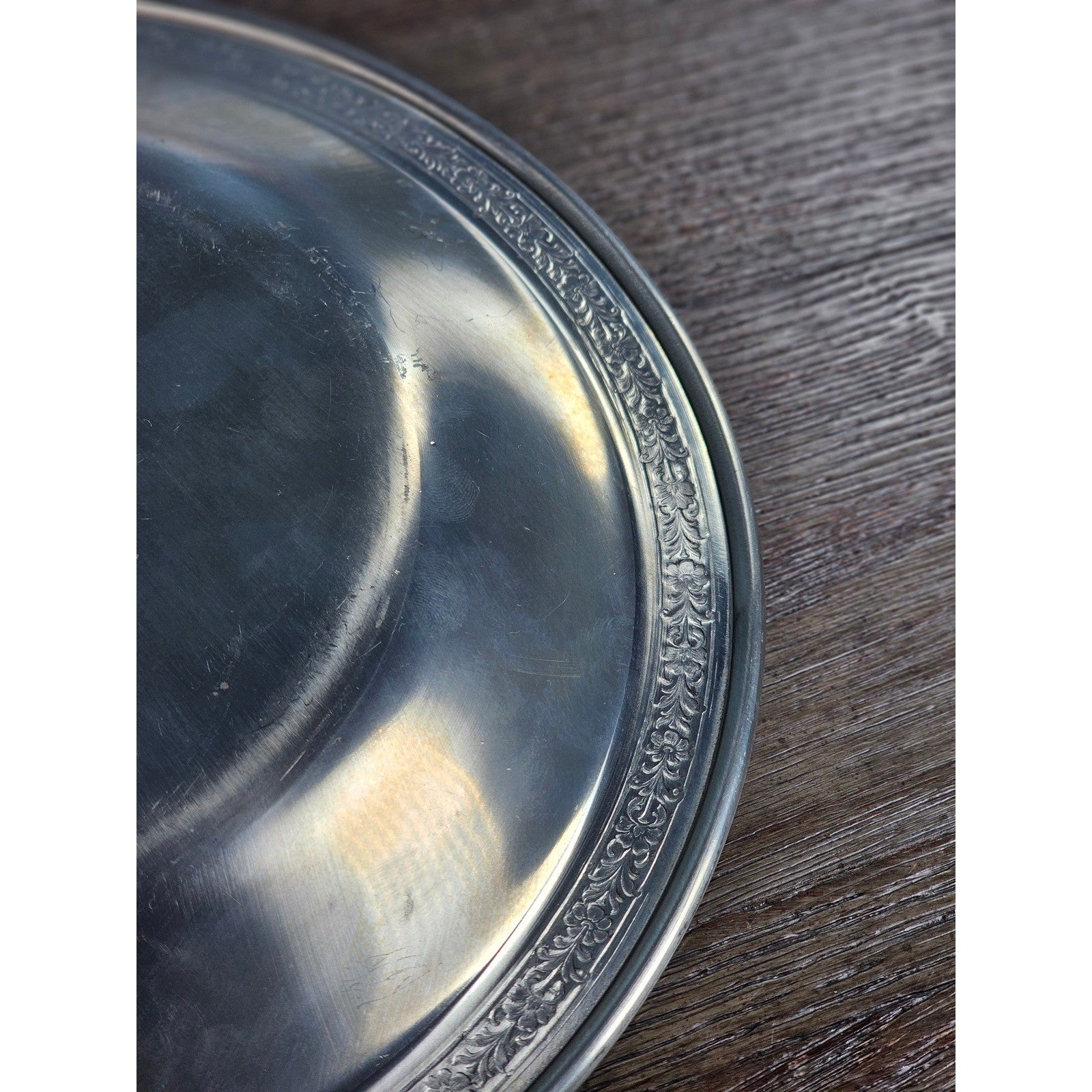 Vintage Towle Newburyport Pewter Bowl 10 Inch Floral Rim Serving Dish