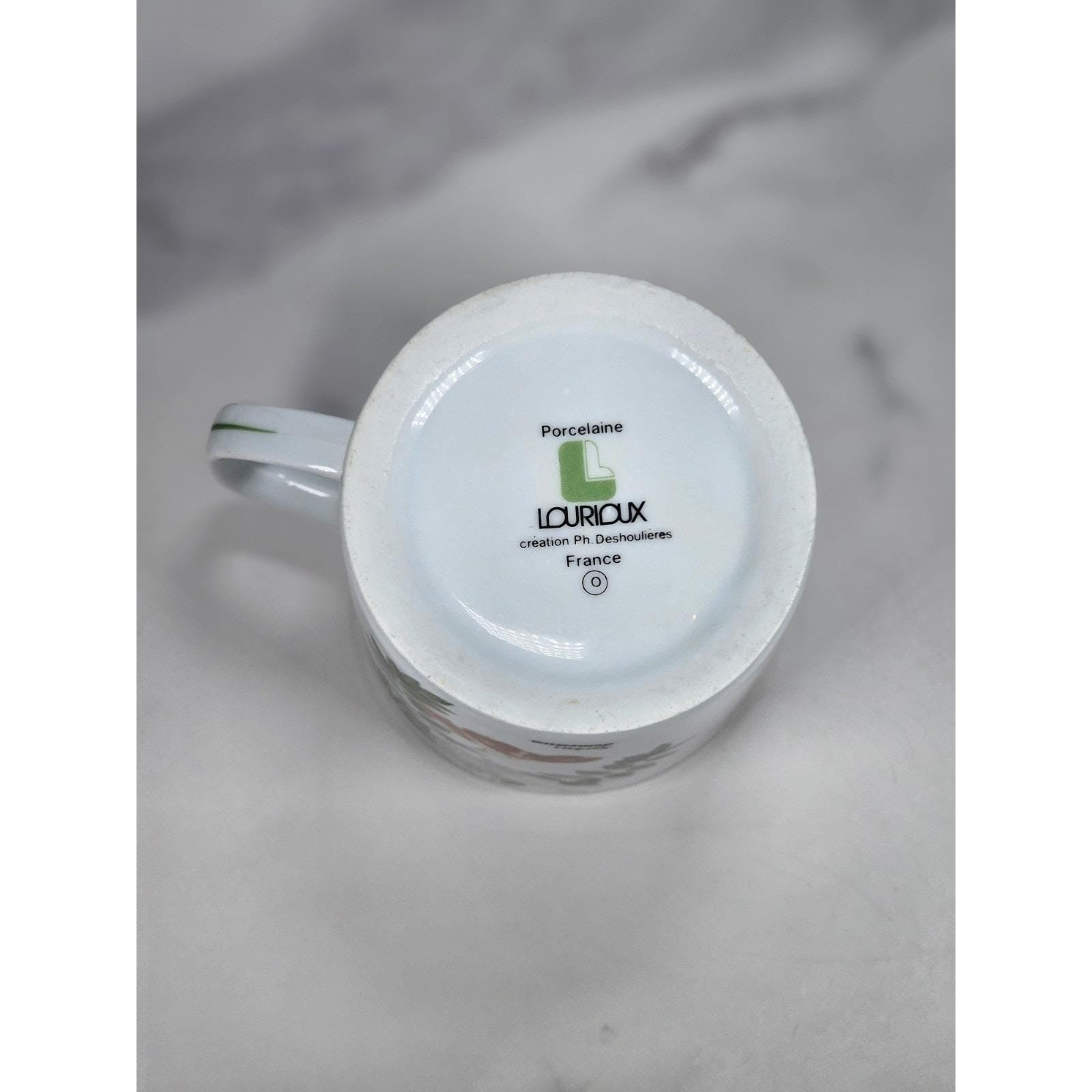 Vintage Lourioux French Porcelain Botanical Mug Sorbus Aucuparia