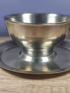 International Decorator Stainless Steel Gravy Bowl With Attached Plate Elegant