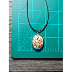 Vintage Hindu Deity Pendant Necklace Oval Religious Medallion