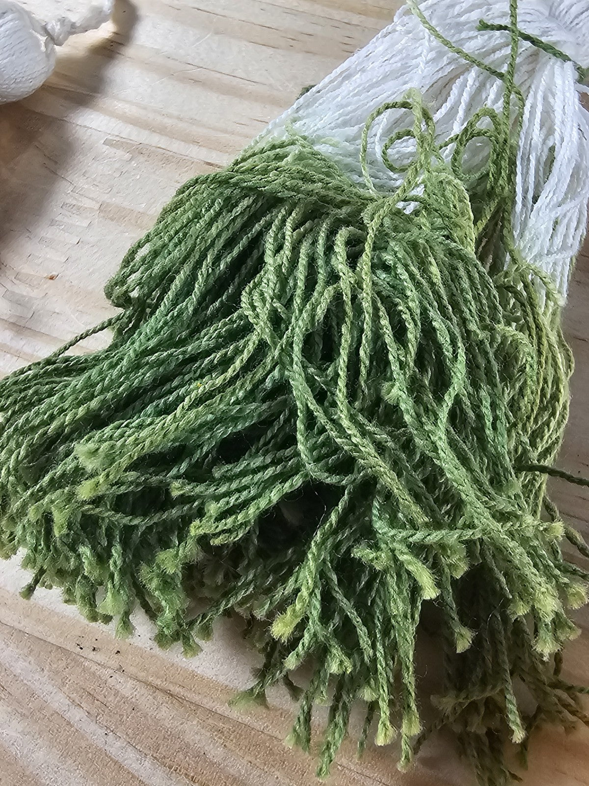 Yarn Tassel Garland Yellow Pink Green 32"