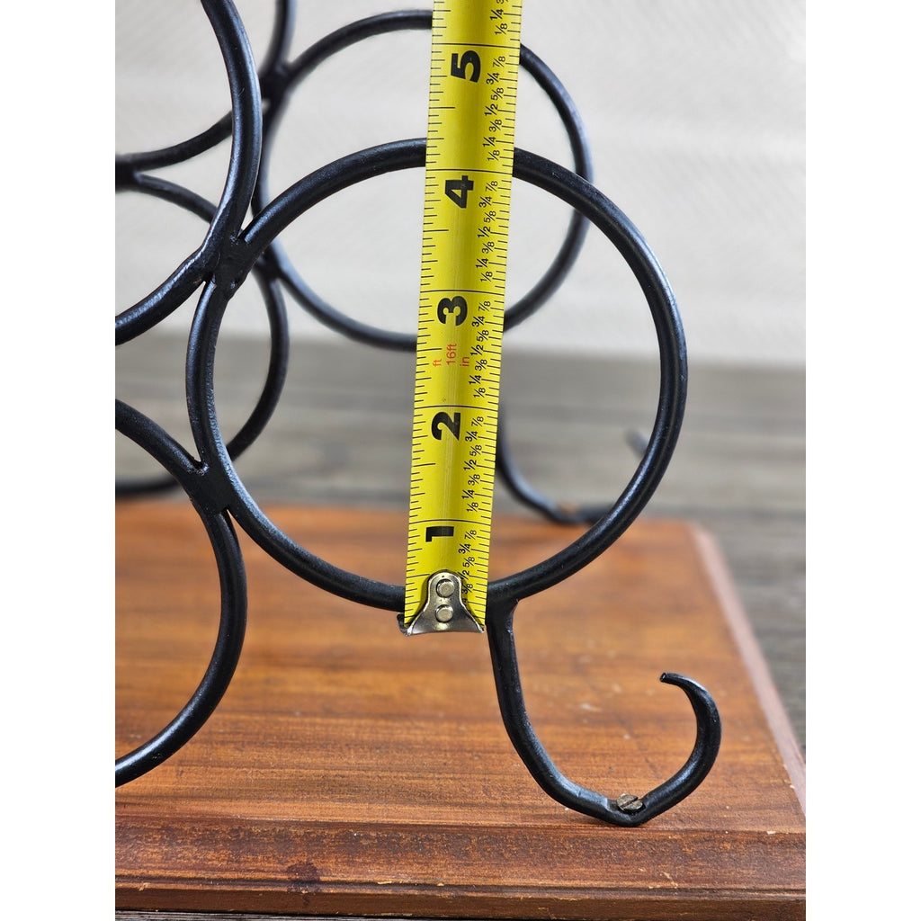 Vintage Wood & Metal Wine Bottle Holder | 3-Bottle Countertop Wine Rack