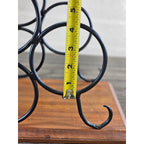 Vintage Wood & Metal Wine Bottle Holder | 3-Bottle Countertop Wine Rack