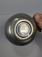 Vintage Rogers Solid Pewter Coffee Pot – Mid-Century Rattan-Handled #1172