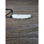 Vintage Buffalo Bone Carved Horse & Native American Figure Pendant Necklace