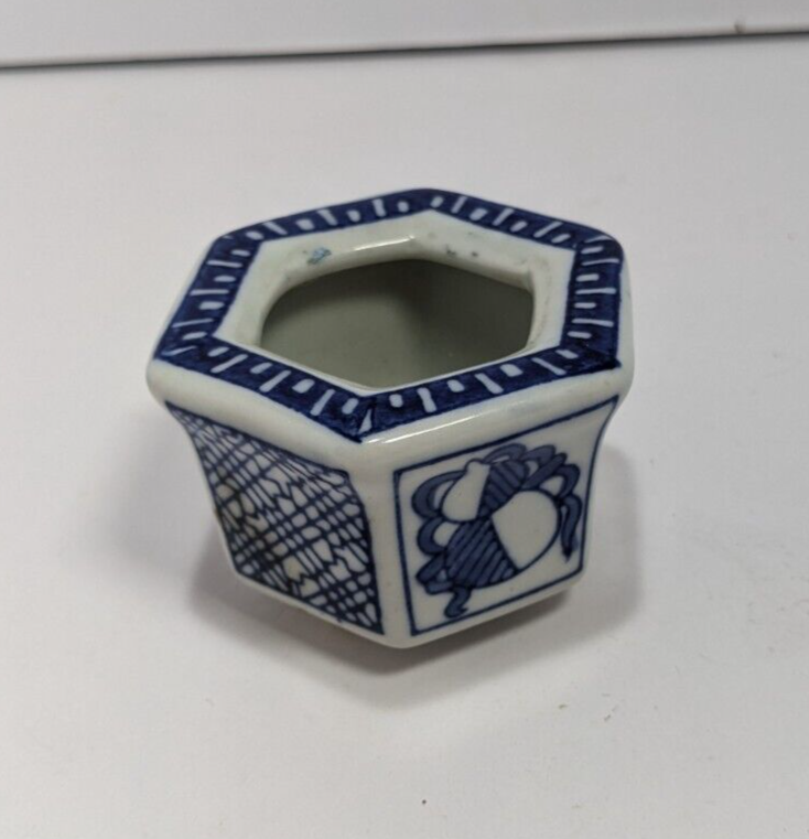 Small Cobalt Blue Japanese Porcelain Pot 2″ × 2.5″
