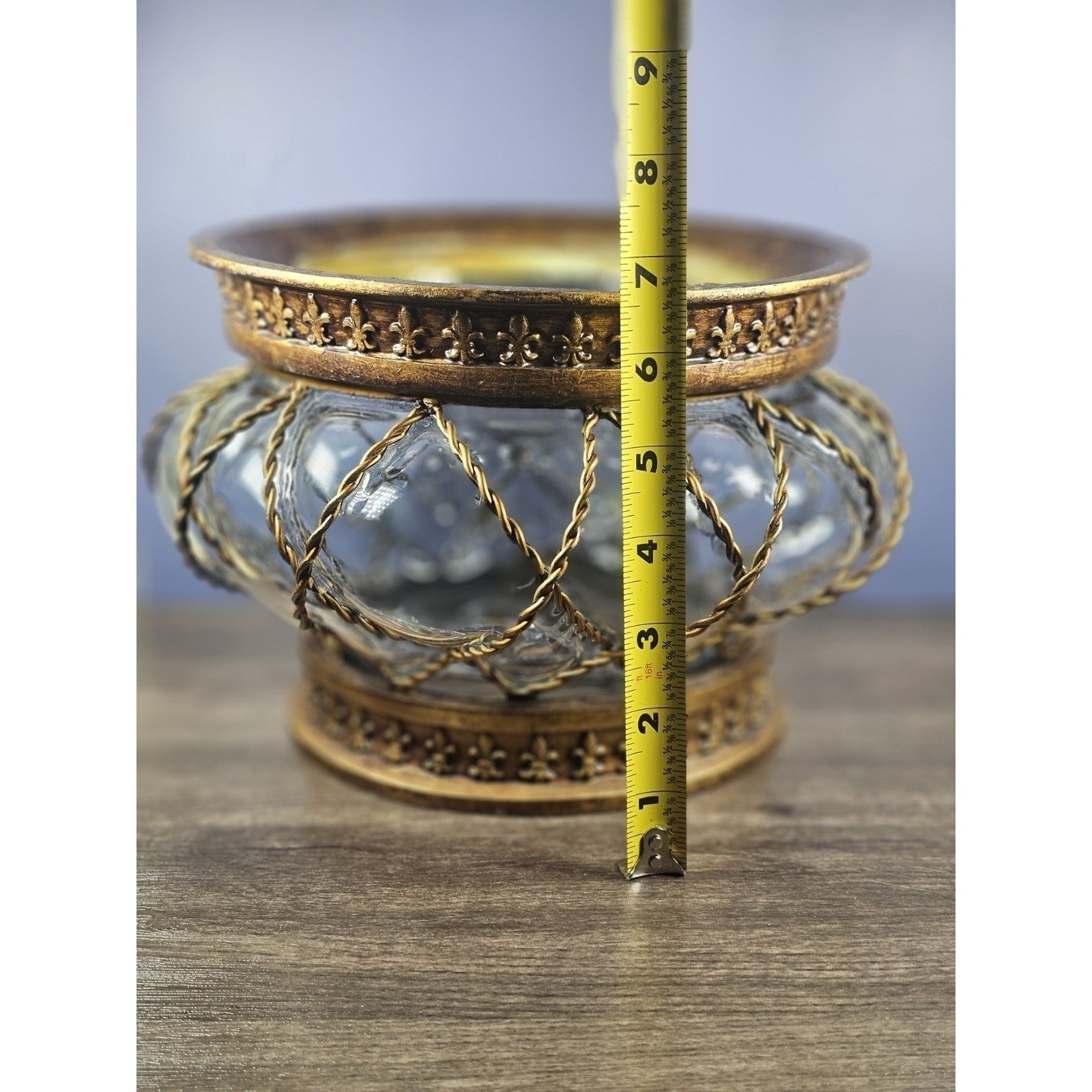 Vintage Large Blown Caged Art Glass Bowl Decorative Centerpiece