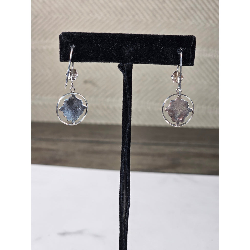 Vintage Sterling Silver Drop Earrings Ornate Dangle Design