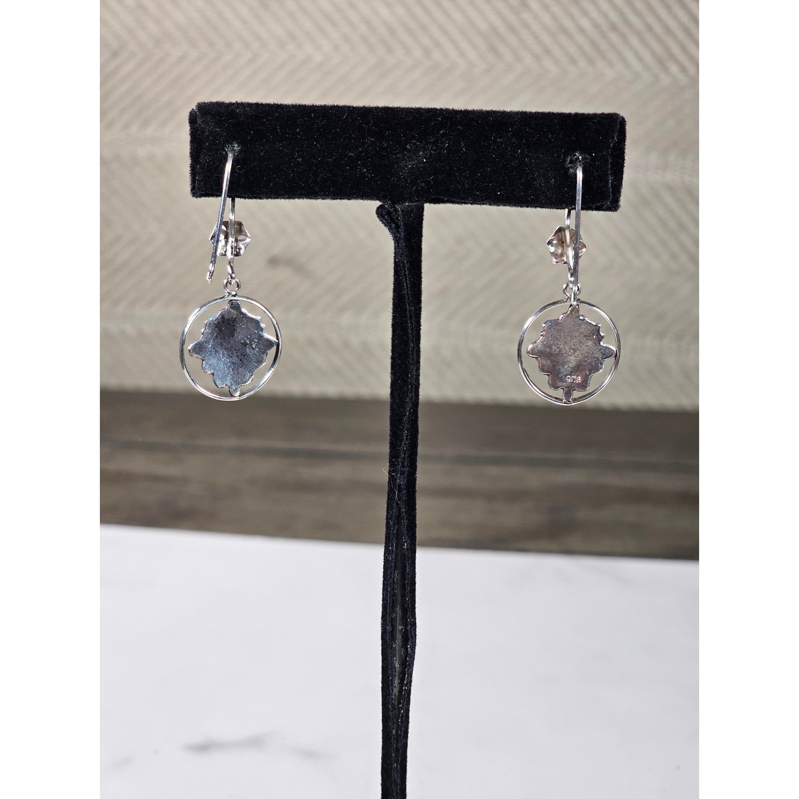 Vintage Sterling Silver Drop Earrings Ornate Dangle Design