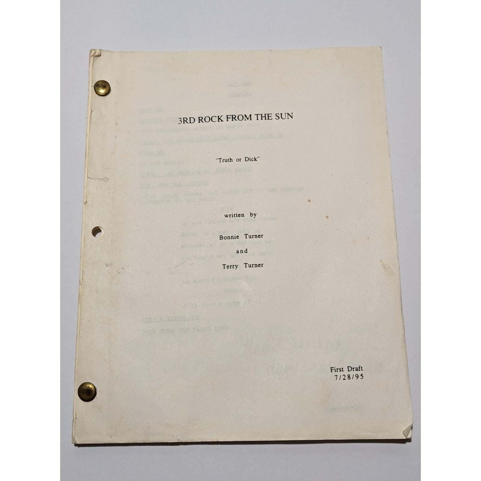 Vintage 3rd Rock from the Sun Script First Draft 1995 TV Memorabilia