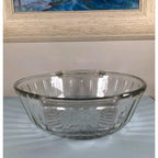 Vintage Clear Glass Handled Bowl Ribbed Glass Serving Bowl