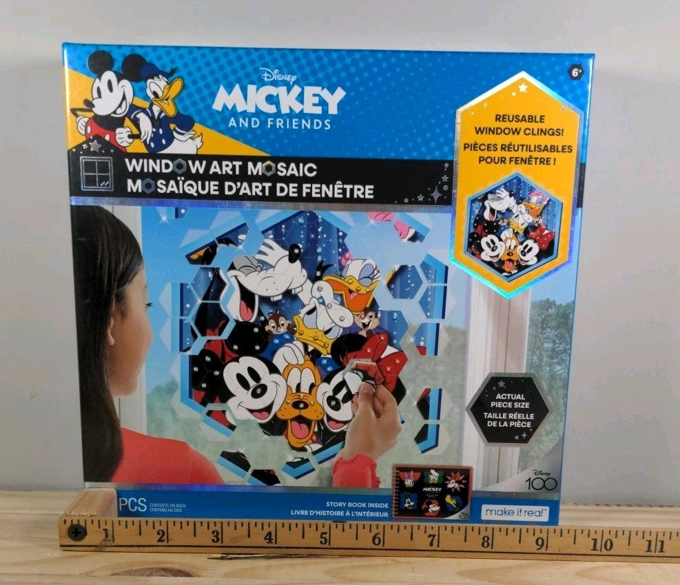 Disney Window Art Mosaic Mickey & Friends 66 pcs Reusable New In Box