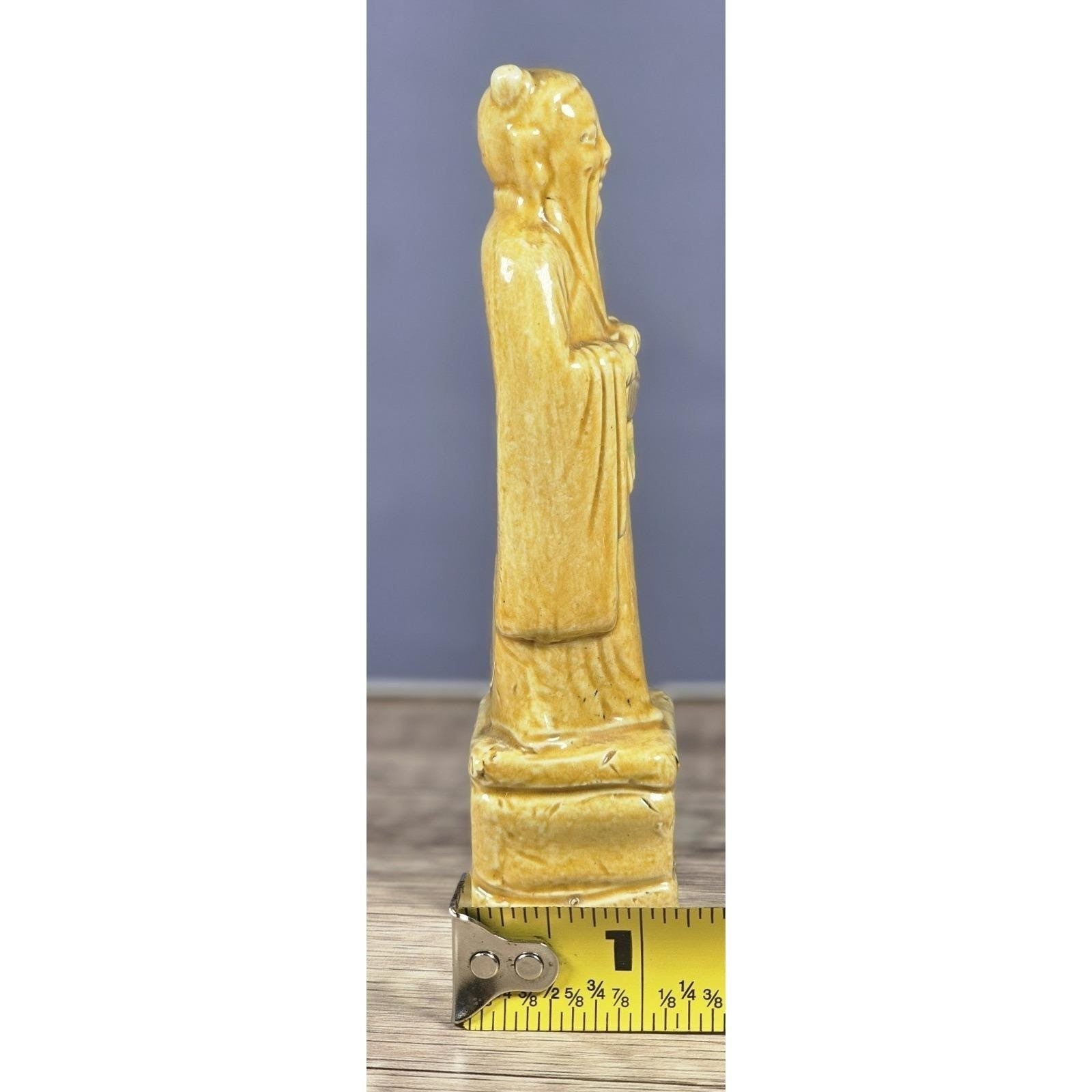 Antique Shou Lao Porcelain Figurine God of Longevity Yellow Glaze Vintage