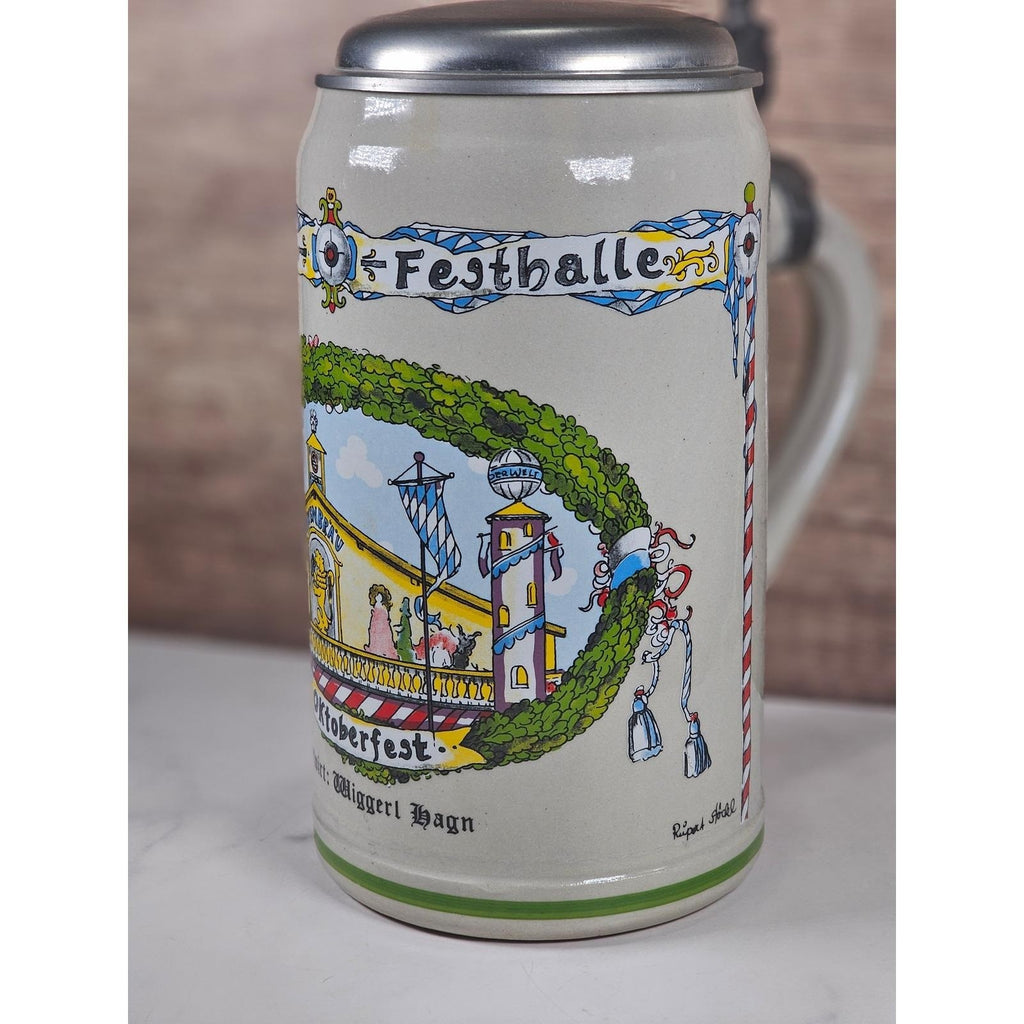 German Beer Stein Lowenbrau Oktoberfest Rastal Pewter Lid