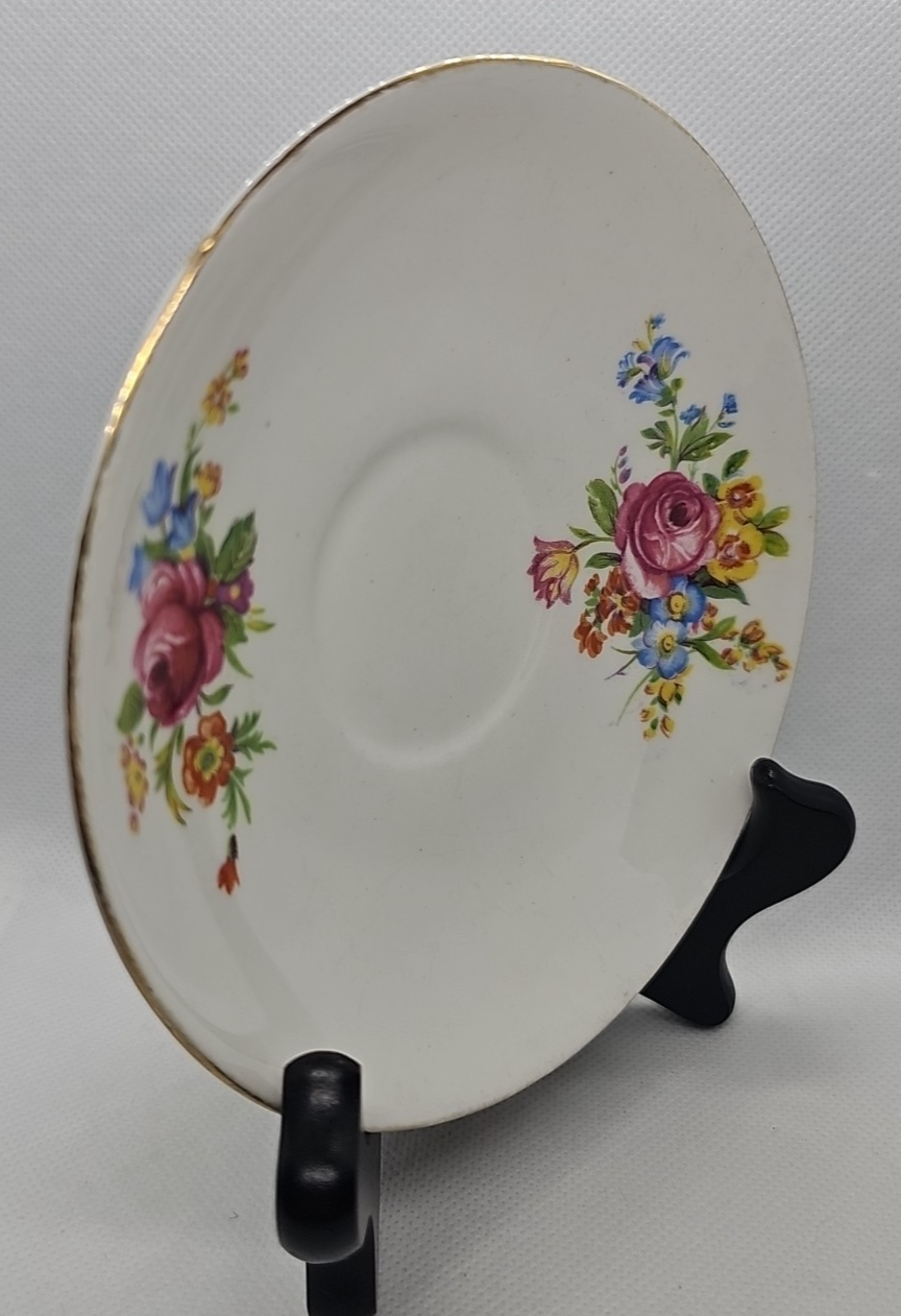 Vintage Clare Bone China Saucer 5.5” Floral Gold Trim English Fine China Plate