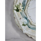 Vintage RS Prussia Octagonal Plate Hand Painted Swans Floral Germany READ