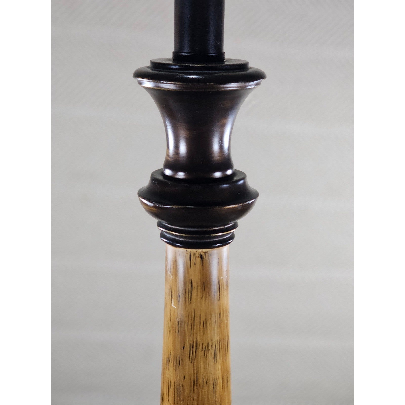 Vintage Wood Table Lamp 30" Tall Black Gold Distressed Base