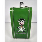 Vintage Moola the Cow Metal Lunch Box Green Blue