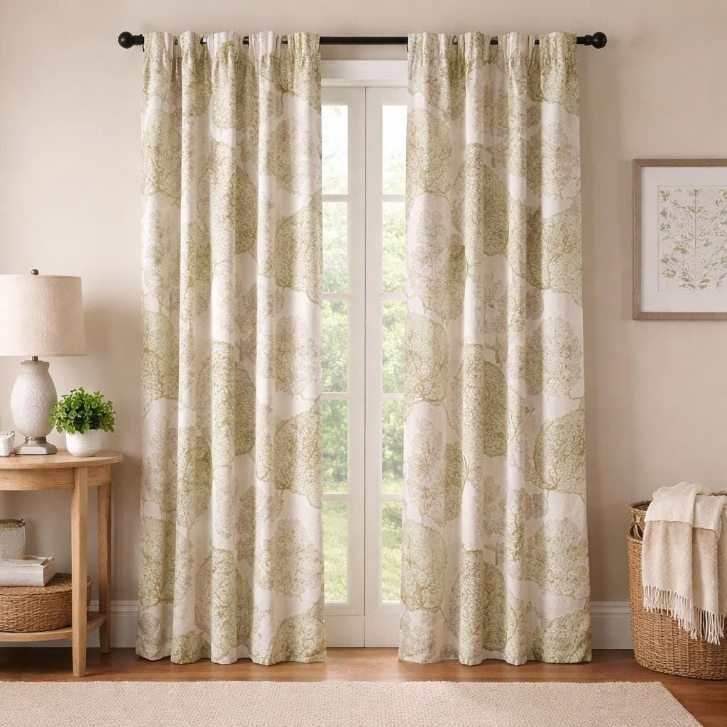 Spencer Home Decor Curtain Panels 54x84 Cotton Leaf Pattern Set