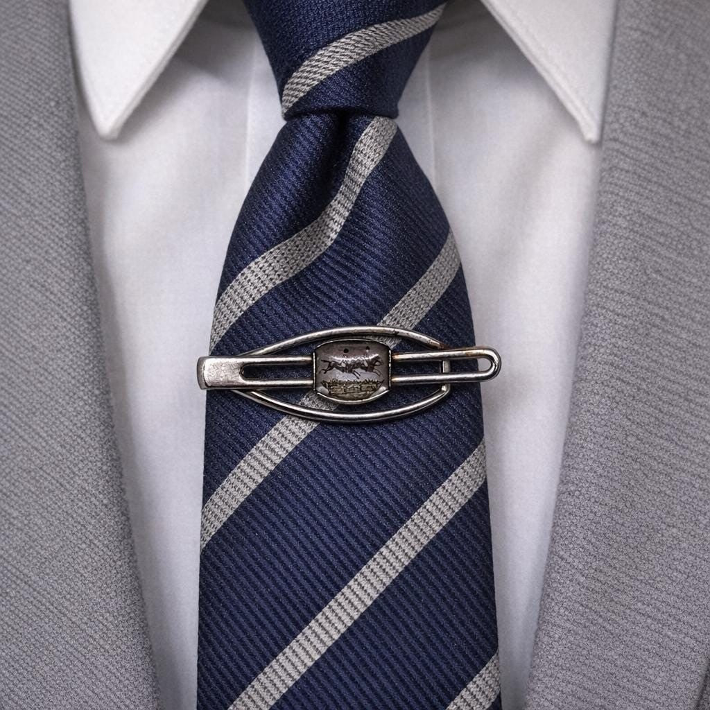 Fox Hunt Tie Clasp Equestrian Horse Jump Silver Tone Bar