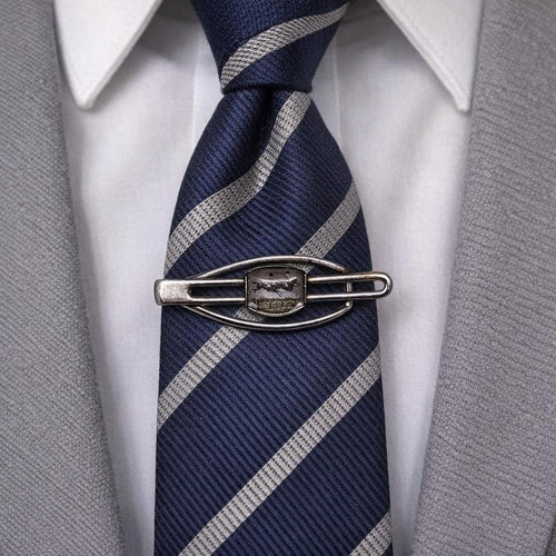 Fox Hunt Tie Clasp Equestrian Horse Jump Silver Tone Bar