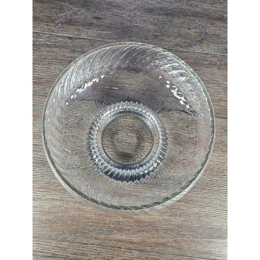 Vintage Ribbed Glass Pedestal Bowl | Heavy Clear Glass Compote | 8 Inch