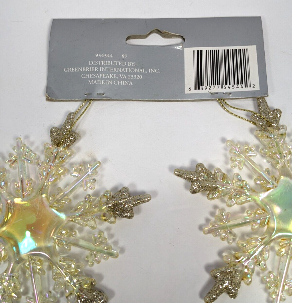 Pair of Prismatic Snowflake Ornaments