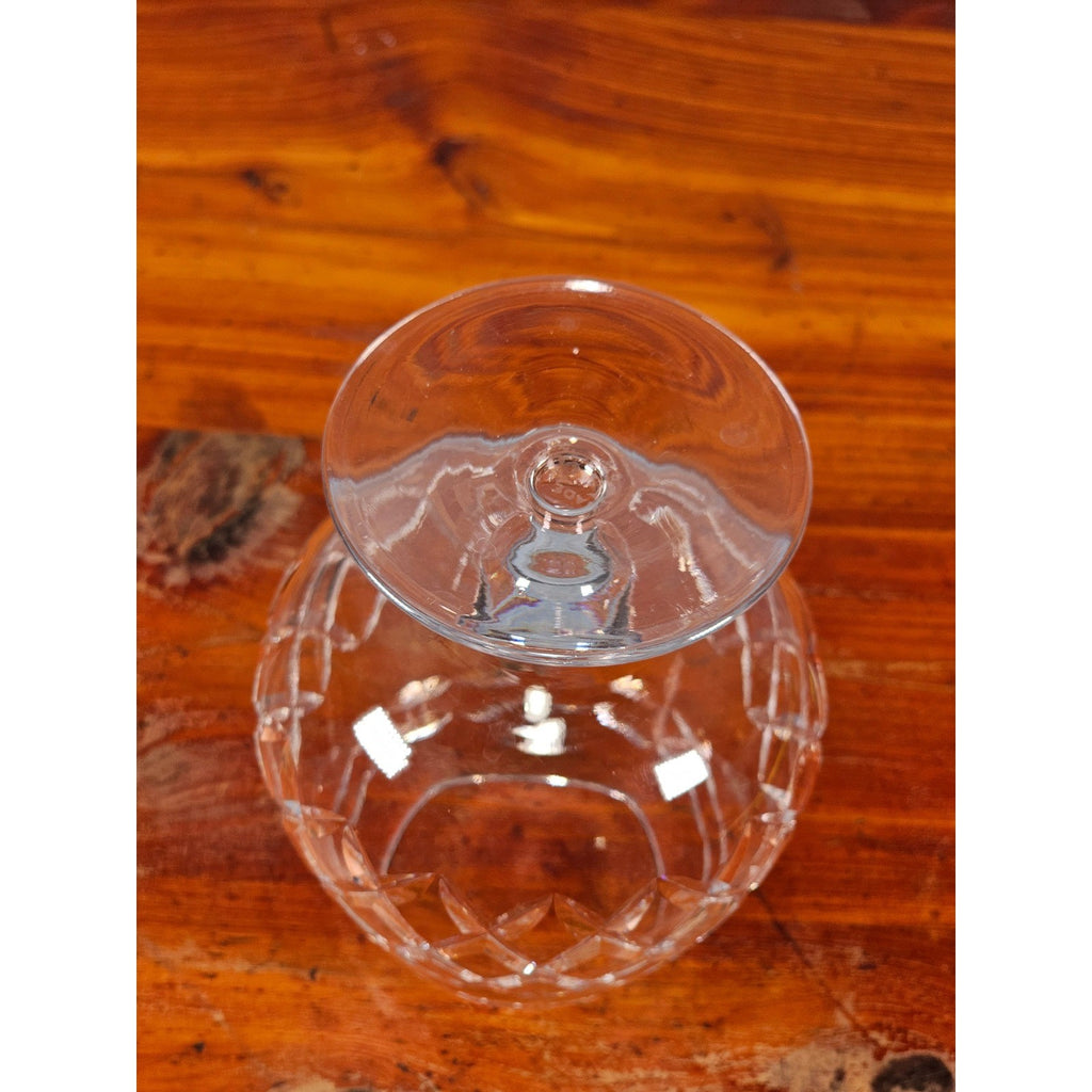 Vintage Crystal Brandy Snifter Diamond Cut Cognac Glass Stemmed