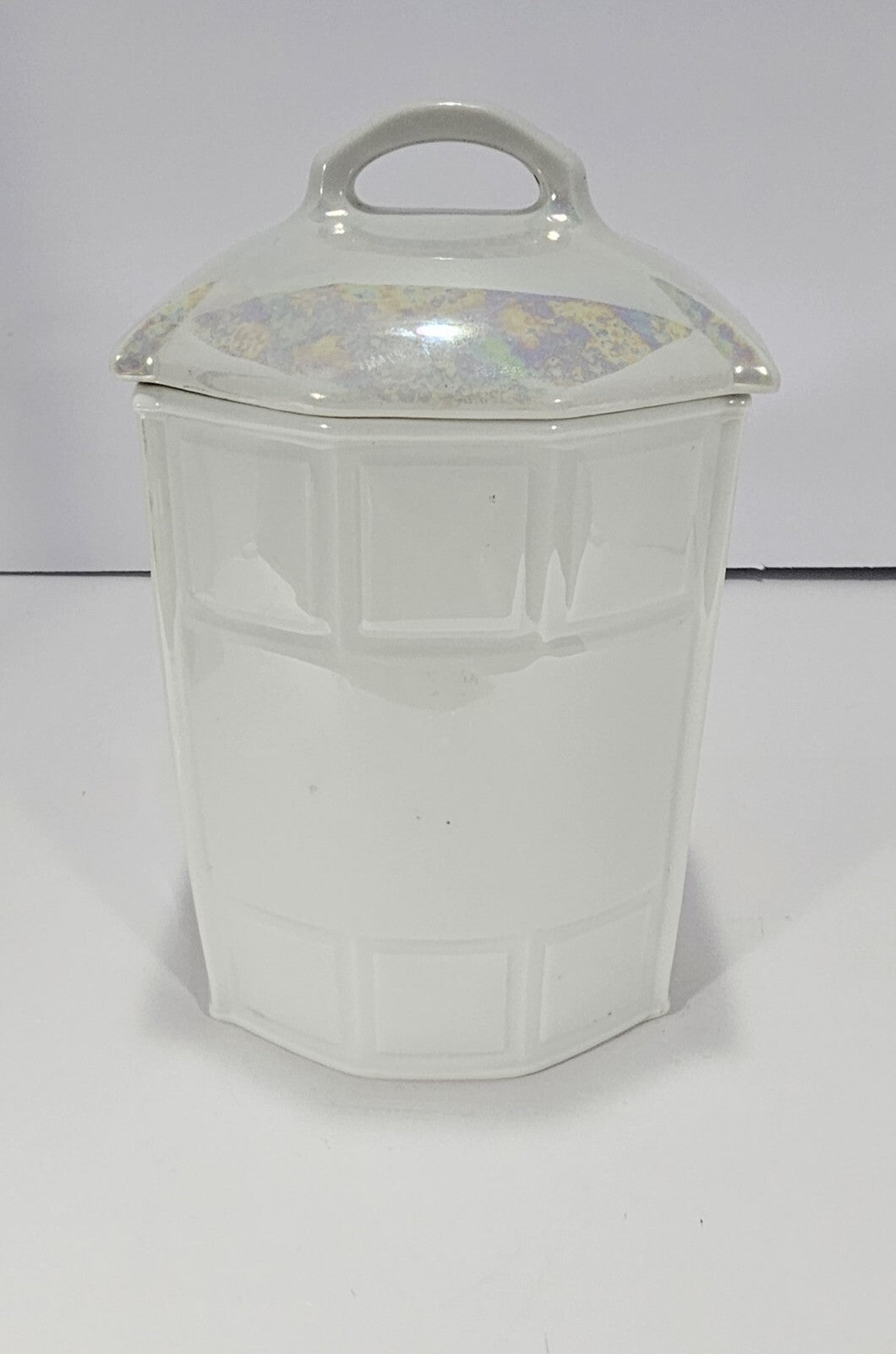 Vintage Czech Iridescent Porcelain Sugar Jar | Victoria Czecho Slovakia