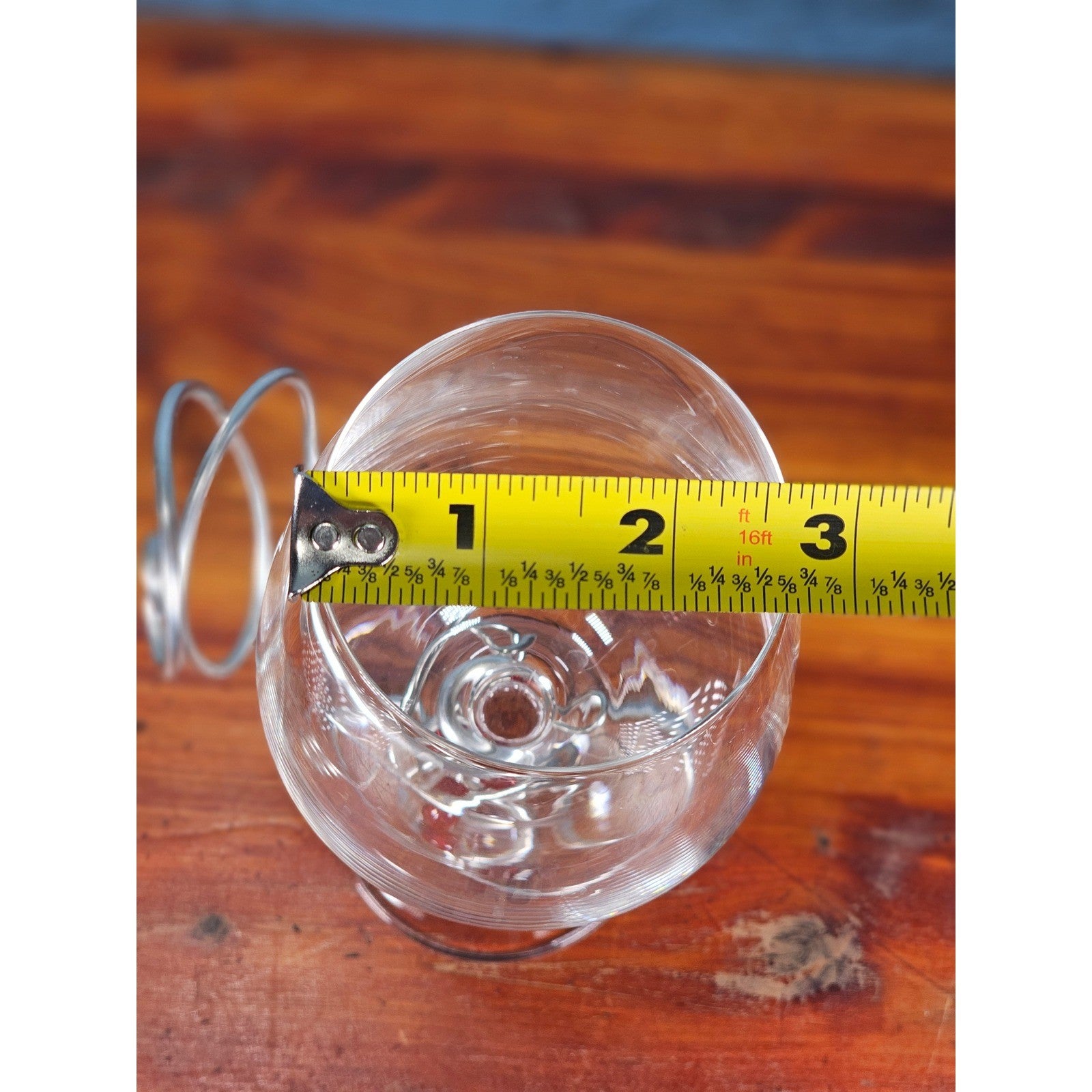 Handcrafted Crystal Wine Glass with Silver Wire & Red Beads Vintage Decor