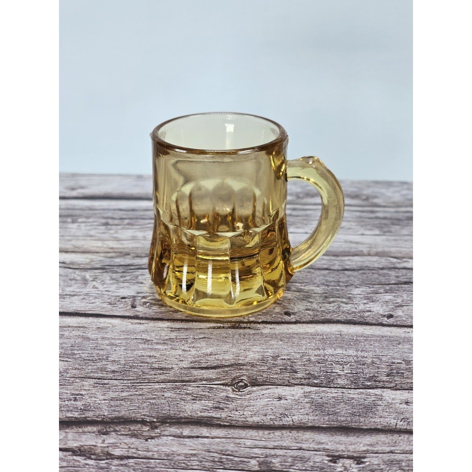 Vintage Federal Amber Mini Beer Mug Shot Glass 1970s Gold Glass