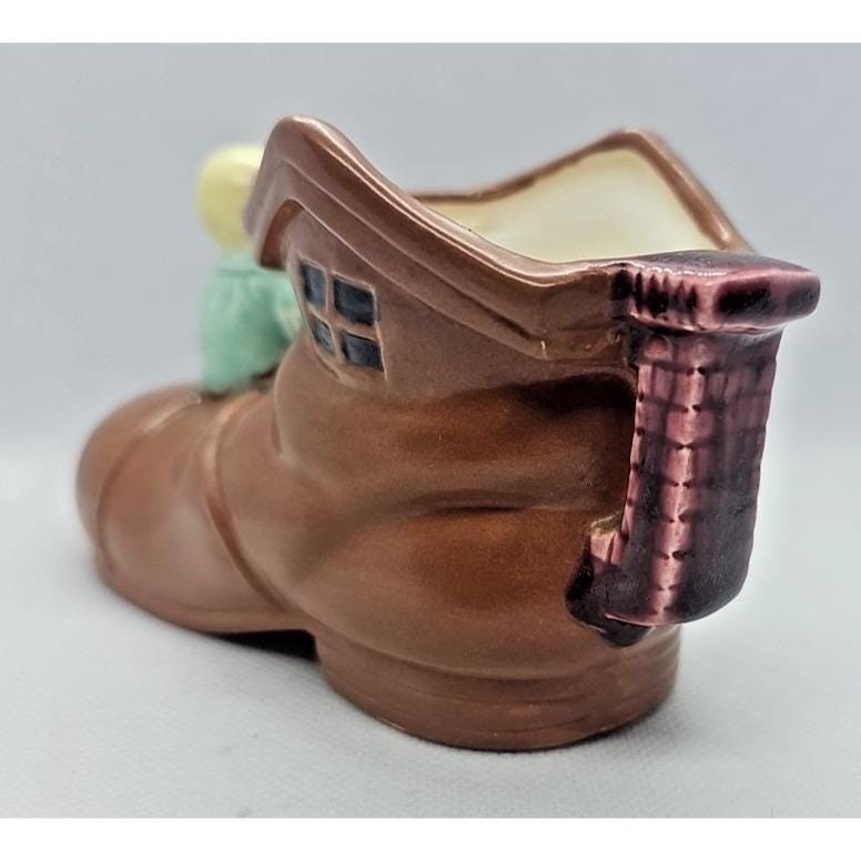 Vintage Porcelain Shoe House Planter Japan Kay B Child Figurine