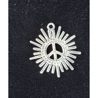 Vintage Peace Sign Sunburst Pendant Silver Tone Charm