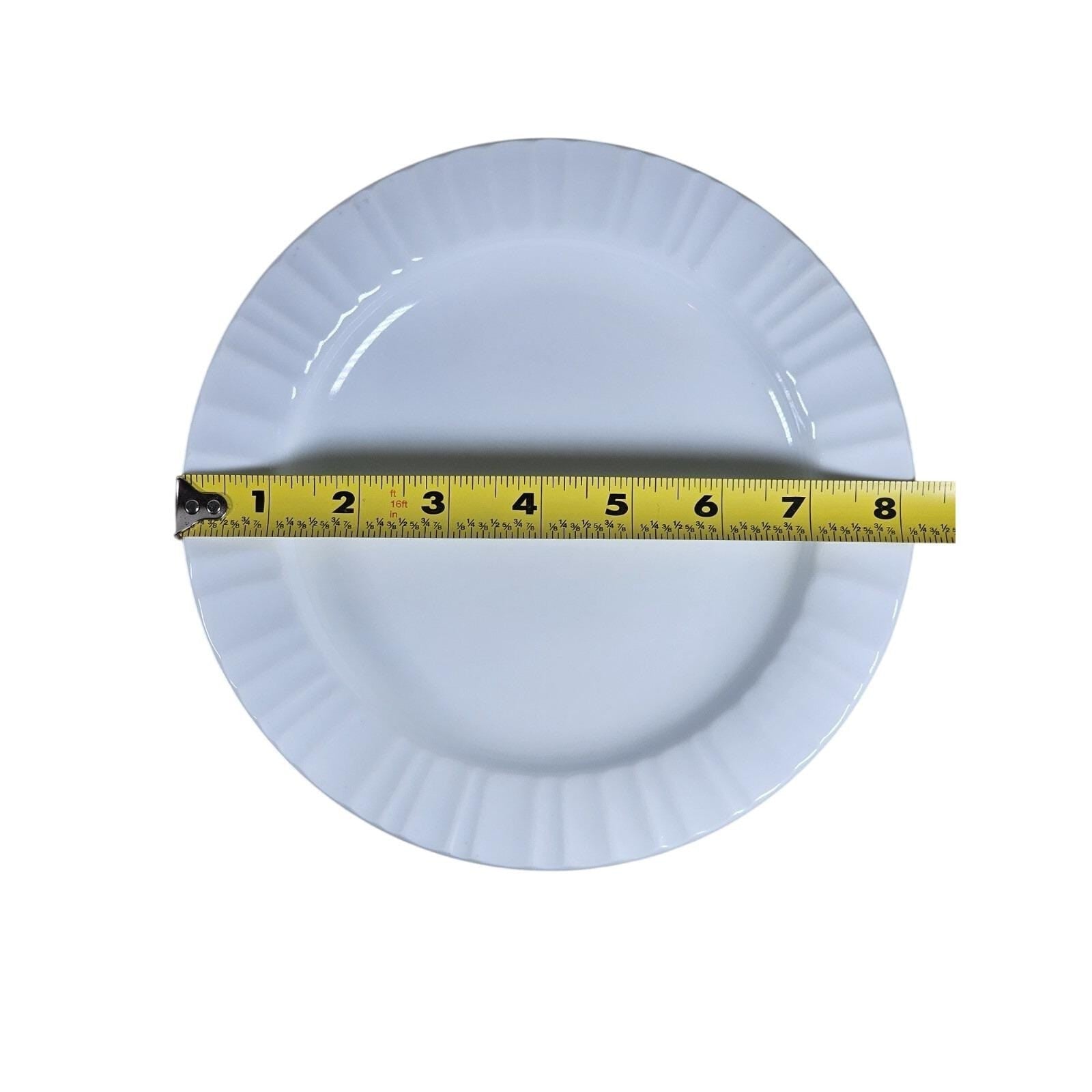 CorningWare French White Ribbed Plates Set of 2 8.25 Inch Salad Plates