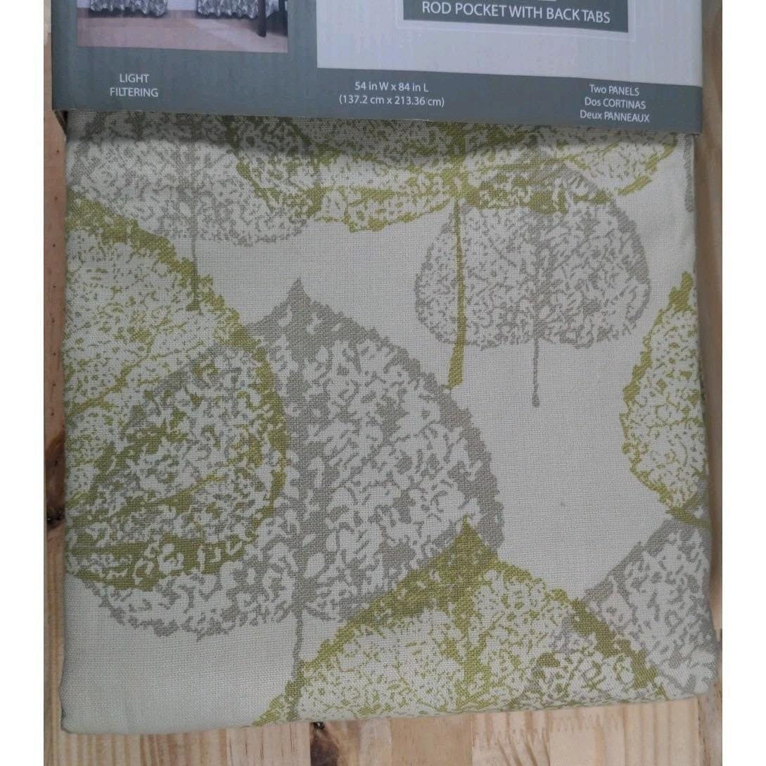 Spencer Home Decor Curtain Panels 54x84 Cotton Leaf Pattern Set