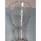 Vintage Cut Crystal Trumpet Vase Starburst Pedestal Vase 7.5 Inch