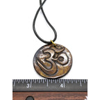 Hand Carved Wooden Om Pendant Necklace 18 Inch Cord Nepal Spiritual Jewelry