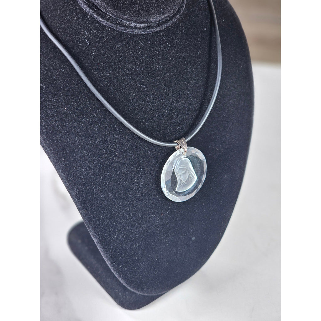 Vintage Swarovski Crystal Madonna Pendant 925 Silver Necklace