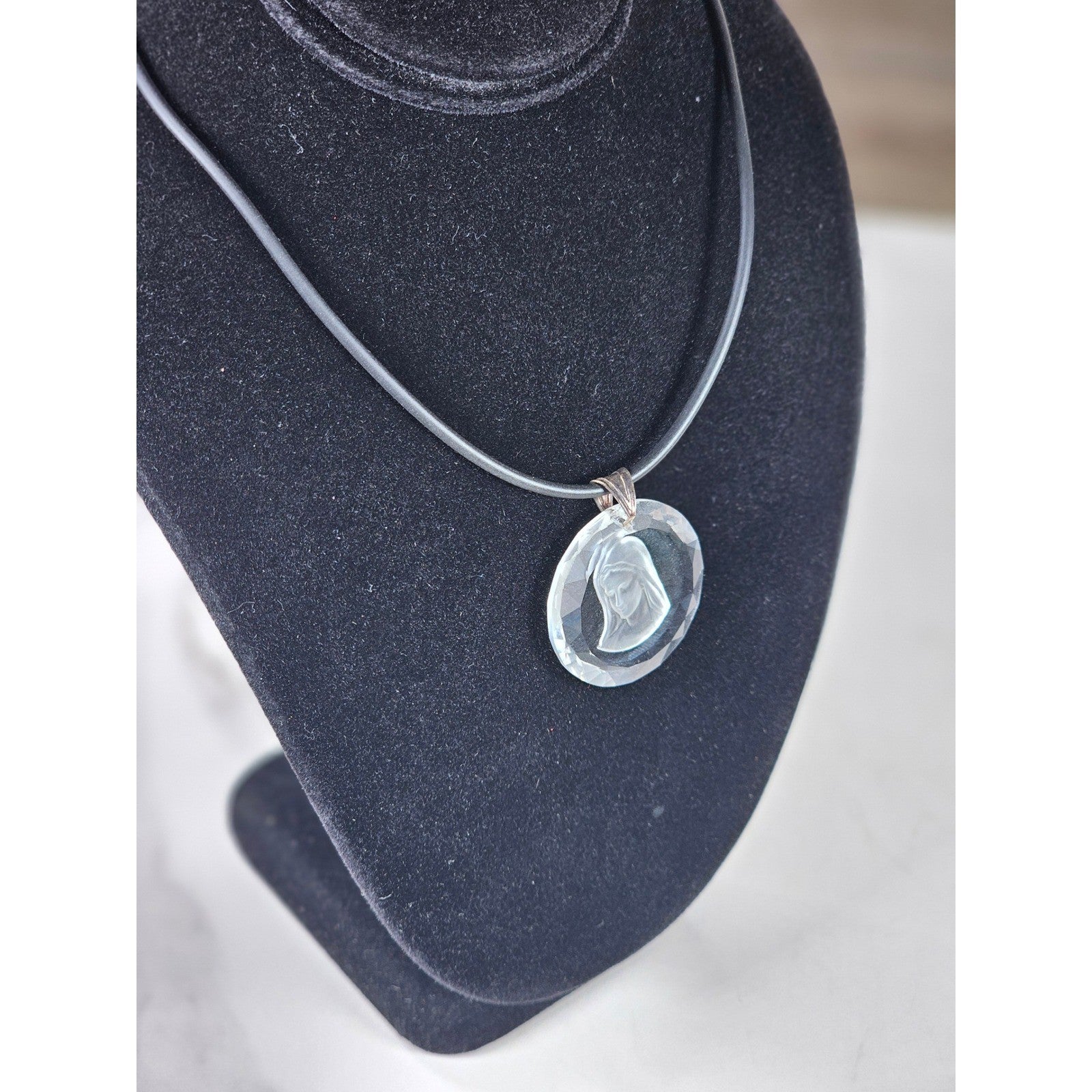 Vintage Swarovski Crystal Madonna Pendant 925 Silver Necklace