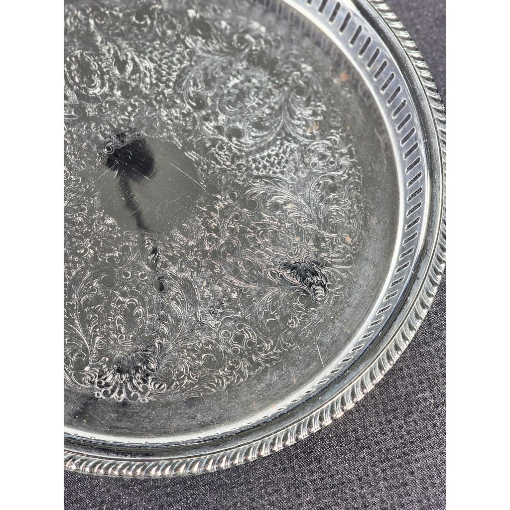 Vintage Irvinware Silver Plated Serving Tray 13" Engraved USA